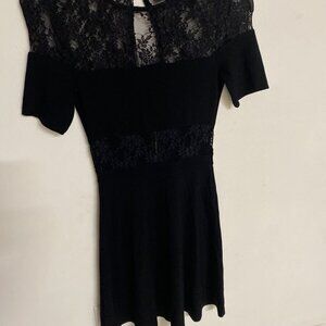 French Connection Women's Dress Black Size 6 Sheath Mesh-Inset Stretch‎